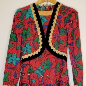 Vintage Early 90's Red Floral Dress by Samantha Edwards Size 9/10